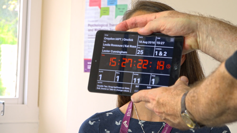 Screenshot from filming at Croydon IAPT for promotional videos about the mental health service