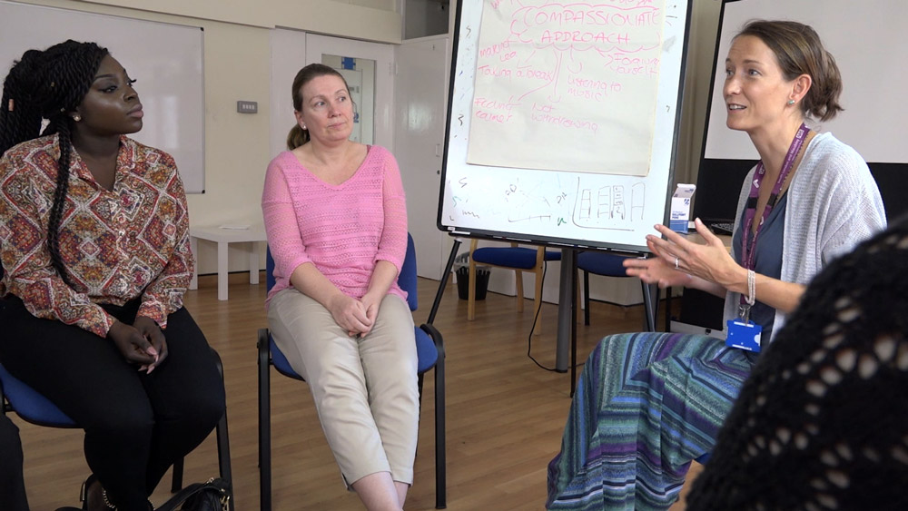 Screenshot from Croydon IAPT promotional videos about group treatment and workshops